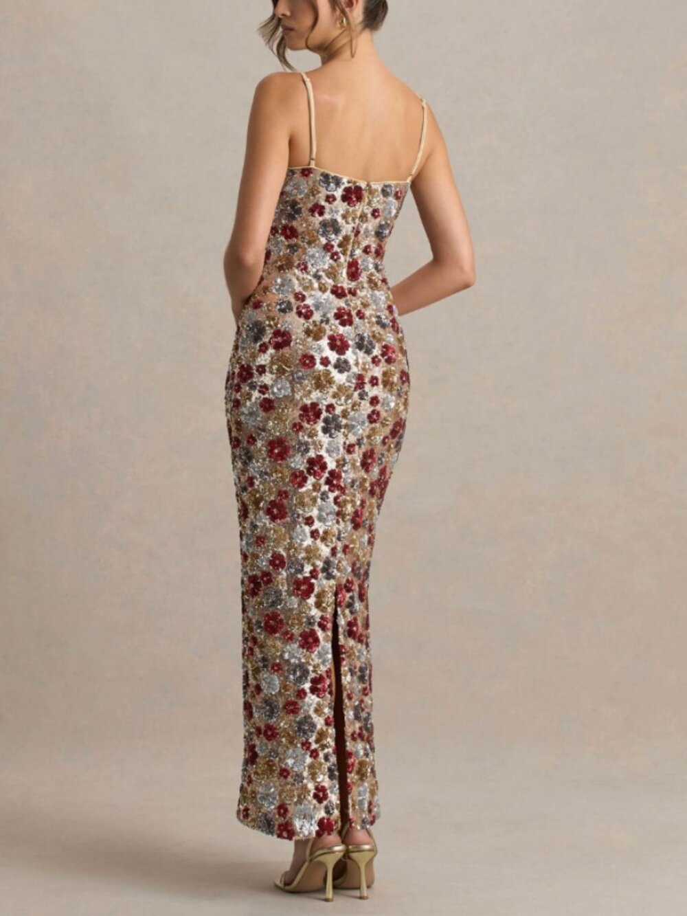 NWT Club L London Vitora Red Floral Sequin Embellished Maxi Dress | Retail $320 View 2